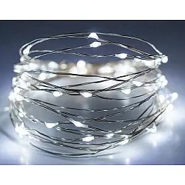 Светодиодная гирлянда нить Led Капли росы на 100 светодиодов 10 м на батарейках Белая