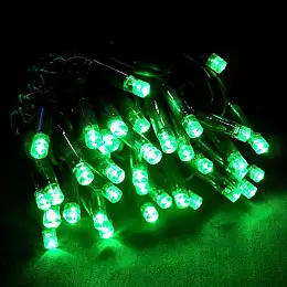 Светодиодная гирлянда Led на 100 светодиодов 8 м зеленый провод Зеленая
