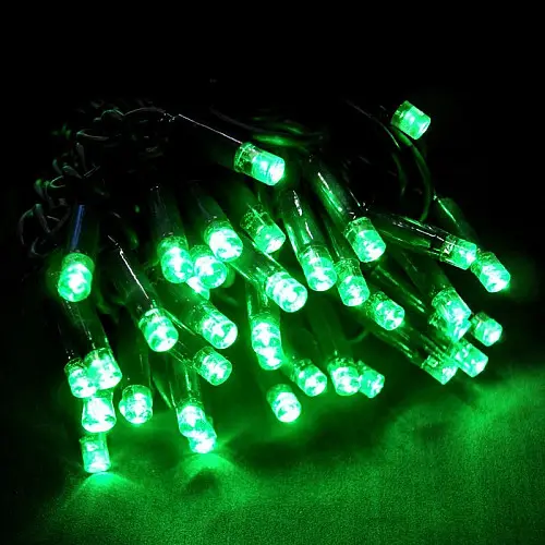 Светодиодная гирлянда Led на 100 светодиодов 8 м зеленый провод Зеленая