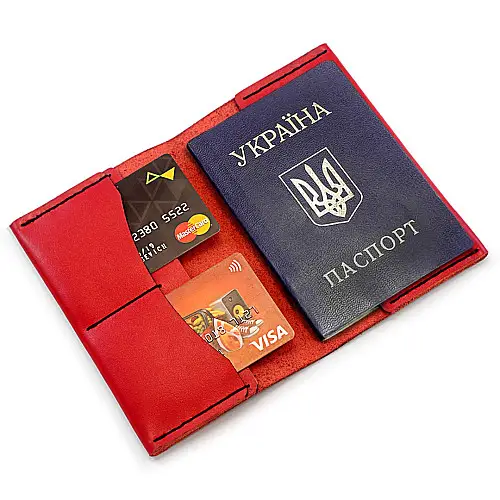 Обкладинка на паспорт із натуральної шкіри Anchor Stuff Компас - Червона (as150206-2)