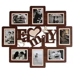 Фоторамка коллаж на 8 фотографий Декор Карпаты Family 68х60 см Коричневый (H8-067A)