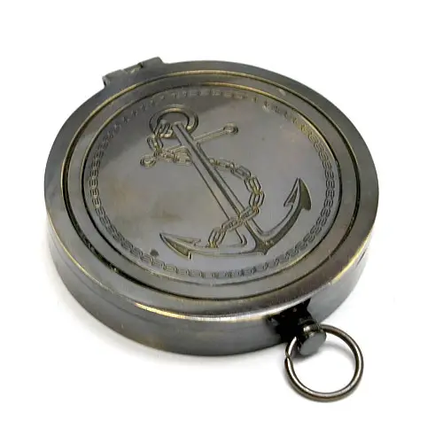 Компас бронзовый с крышкой None " Brass Flat Compass" диаметр 8 см (DN29259)
