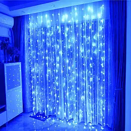 Гирлянда штора водопад LTL 3*2 метра занавес 280LED Синяя (led616)