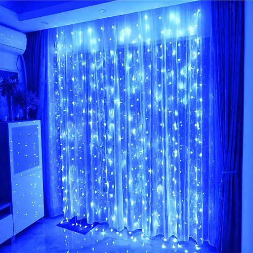 Гирлянда штора водопад LTL 3*2 метра занавес 280LED Синяя (led616)