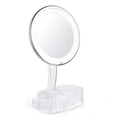 Зеркало UKC с LED подсветкой и органайзером XH-086 круглое White (kz195-hbr)