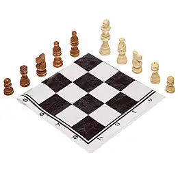 Шахматные фигуры деревянные с полотном PVC для игр SP-Sport 205P