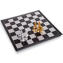 Шахматы дорожные пластиковые на магнитах SP-Sport 3810-A р-р доски 24,5см x 12,5см х 3,5см Золотой-серебряный