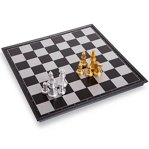 Шахматы дорожные пластиковые на магнитах SP-Sport 4812-A р-р доски 32см x 16,5см х 4см Золотой-серебряный