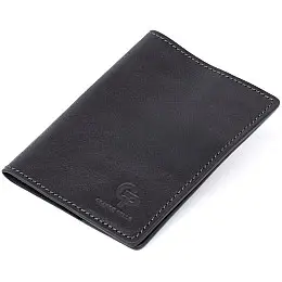 Обложка для паспорта из натуральной кожи GRANDE PELLE 11304 Черная 10х13,7х0,5 см