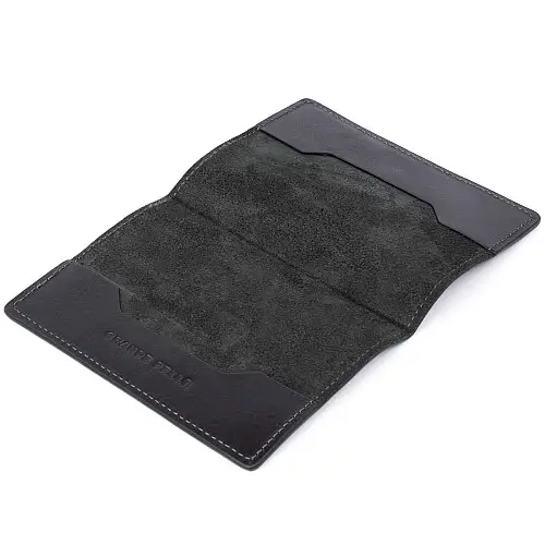 Обложка для паспорта из натуральной кожи GRANDE PELLE 11304 Черная 10х13,7х0,5 см