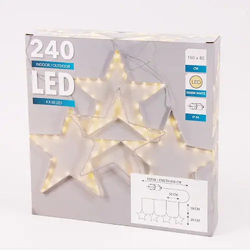 Гірлянда-завіса Flora Зірки 240 LED 150х80 см 3 м Теплий жовтий (45061)