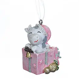 Новогодняя подвеска Elso Бычок с подарком (2007-023)