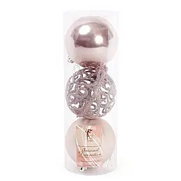 Набор пластиковых новогодних шаров Flora 3 шт. D-8 см (12425)