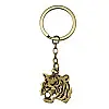 Брелок Тигр Netsuke Металл Плоское изображение 8х2.4х0.2 см Бронзовый (26926)