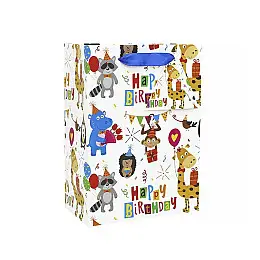 Подарочный пакет Lesko PPW PAPER ZD010 Zoo Medium 245х175х95 Белый (8583-31725)