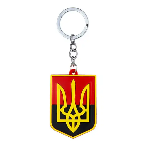 Брелок на ключи Magnet резиновый Герб Украины Трезубец 5,5x4,1x0,3 см Черно-красный (19411)