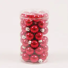 Шарики стеклянные Flora D 2,5 см 48 шт Красный (44517)