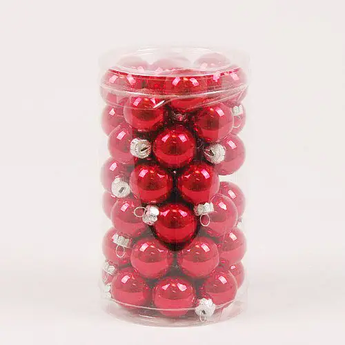 Шарики стеклянные Flora D 2,5 см 48 шт Красный (44517)
