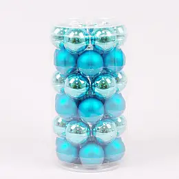 Шарики стеклянные Flora D 3,8 см 36 шт Голубой (44610)