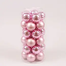 Шарики стеклянные Flora D 5,7 см 30 шт Розовый (44585)