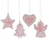 Новогодняя подвеска Flora Пряничные фигурки микс 12 шт 7 см Розовый (12809)