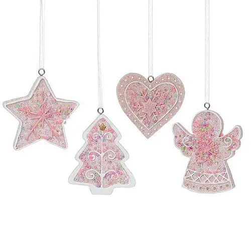Новогодняя подвеска Flora Пряничные фигурки микс 12 шт 7 см Розовый (12809)