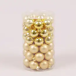 Шарики стеклянные Flora D 2,5 см 48 шт Золотистый (44515)