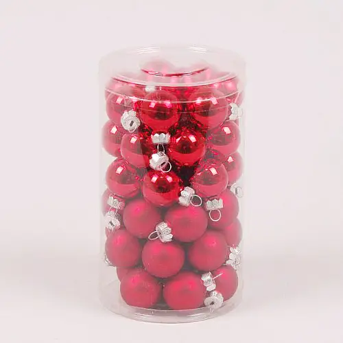 Шарики стеклянные Flora D 2,5 см 48 шт Красный (44516)