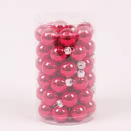 Шарики стеклянные Flora D 2,5 см 48 шт Красный (44532)