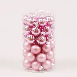 Шарики стеклянные Flora D 2,5 см 48 шт Розовый (44526)