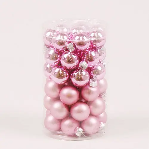 Шарики стеклянные Flora D 2,5 см 48 шт Розовый (44526)