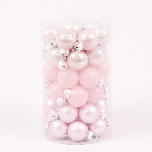 Шарики стеклянные Flora D 2,5 см 48 шт Розовый (44534)