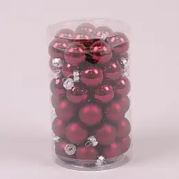 Шарики стеклянные Flora D 2,5 см 48 шт Красный (44530)