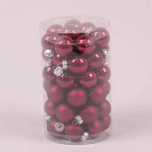 Шарики стеклянные Flora D 2,5 см 48 шт Красный (44530)