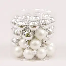 Шарики стеклянные Flora D 3 см 45 шт Серебристый (44549)