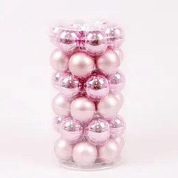 Шарики стеклянные Flora D 3,8 см 36 шт Розовый (44565)