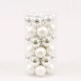 Шарики стеклянные Flora D 3,8 см 36 шт Серебристый (44559)