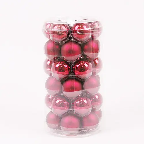 Шарики стеклянные Flora D 3,8 см 36 шт Красный (44571)