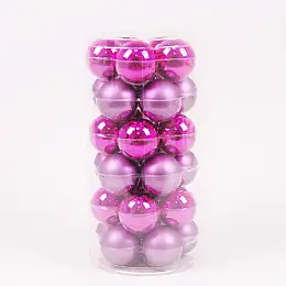 Шарики стеклянные Flora D 5,7 см 30 шт Розовый (44511)