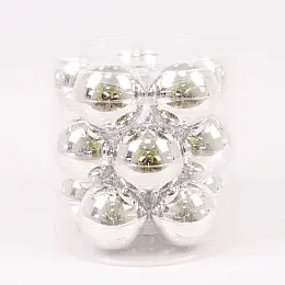 Шарики стеклянные Flora D 8 см 15 шт Серебристый (44607)