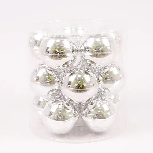 Шарики стеклянные Flora D 8 см 15 шт Серебристый (44607)