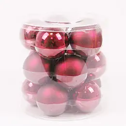 Шарики стеклянные Flora D 8 см 15 шт Красный (44602)