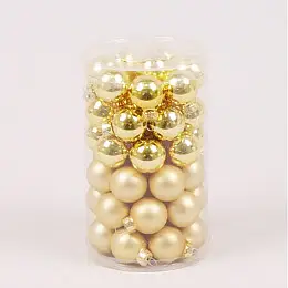 Шарики стеклянные Flora D 2,5 см 48 шт Золотистый (40242)