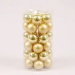 Шарики стеклянные Flora D 3,8 см 36 шт Золотистый (44339)