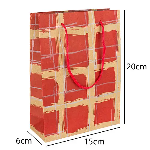 Сумочка подарункова паперова з ручками Gift bag Сесіль 20х15х6 см Червоний (11969)