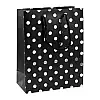 Сумочка подарочная бумажная с ручками Gift bag Luxury 24х19х9 см Черный Серебряный горох (19217)