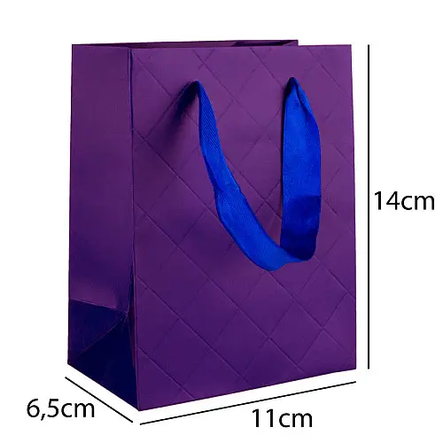 Сумочка подарункова паперова з ручками Gift bag Diamants 14х11х6.5 см Фіолетовий (19386)