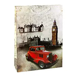 Сумочка подарочная бумажная с ручками Gift bag Лондон 43х32х10 см (19379)