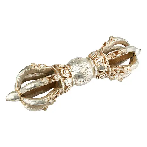 Ваджр (дордже) HandiCraft Бронза посеребрение Семь спиц 24 см (26362)