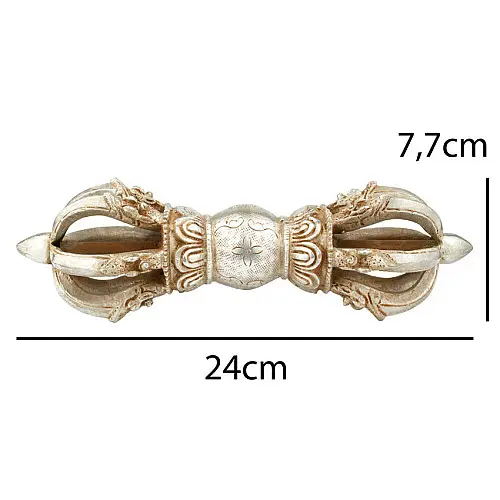 Ваджр (дордже) HandiCraft Бронза посеребрение Семь спиц 24 см (26362)